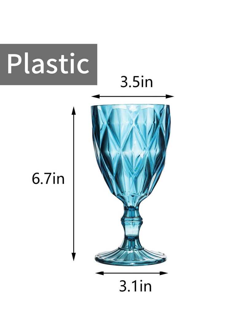 كؤوس نبيذ خمر مجموعة من 4، بلاستيك قابل لإعادة الاستخدام 12 أونس كؤوس مياه ملونة، فريدة من نمط نمط كؤوس نبيذ سيميد غير قابلة للكسر، عالية نظيفة حفل الزفاف كؤوس شرب متعددة الألوان - Image 2